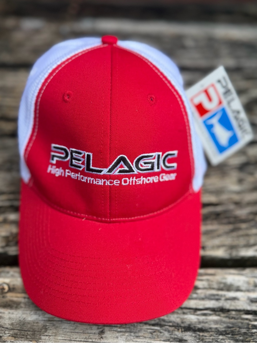 NWT Pelagic High Performance Gear Red/Tuna Adjustable Offshore Cap Hat NEW P4